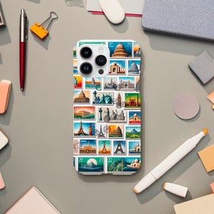 Travel Landmark Stamps Phone Case for iPhone and Samsung