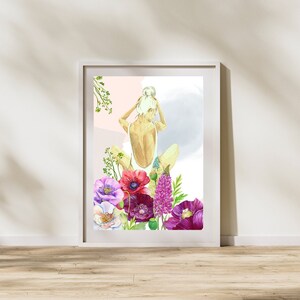 Art Print-Pink Purple Aesthetic Flowers- Wall Print | Home Decor
