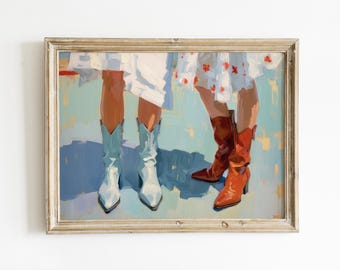 Impresión de botas de vaquera / Decoración de apartamentos femeninos / Arte de pared para dormitorio universitario / Impresión descargable del oeste