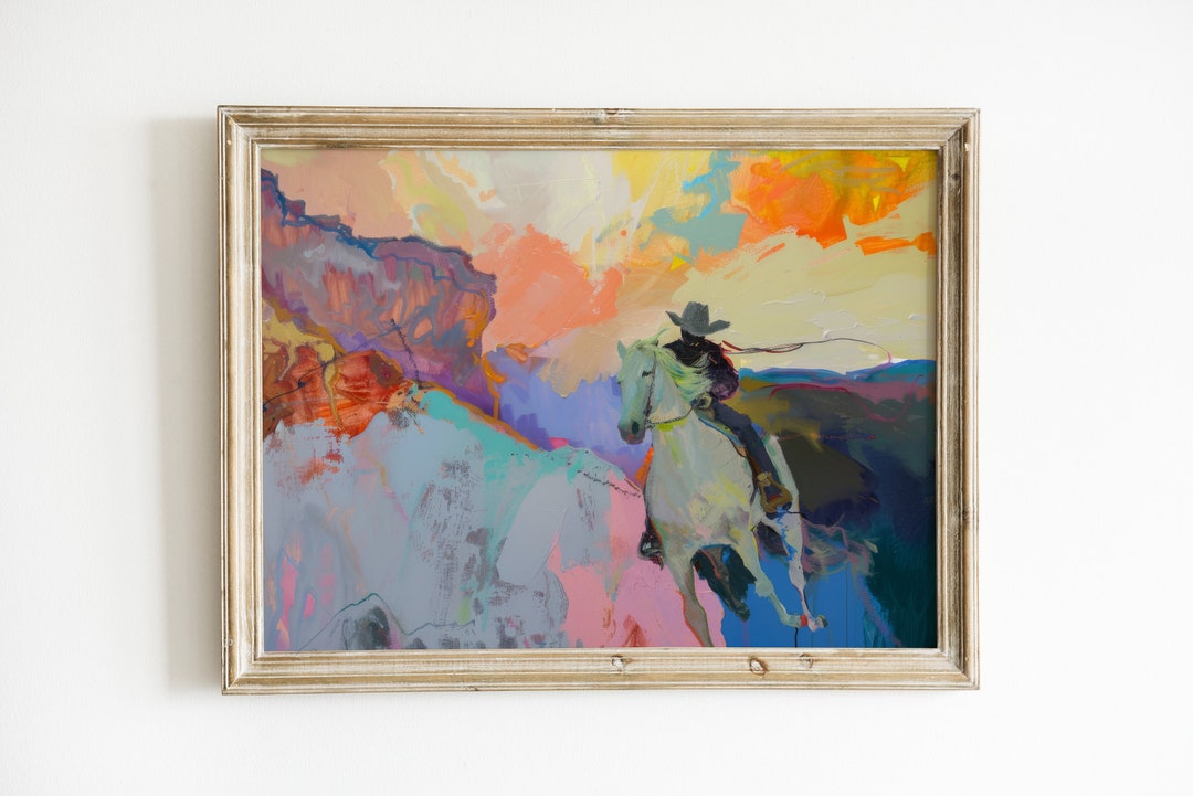Abstract Rodeo Painting | Cowboy Poster | Trendy Printable Wall Art ...