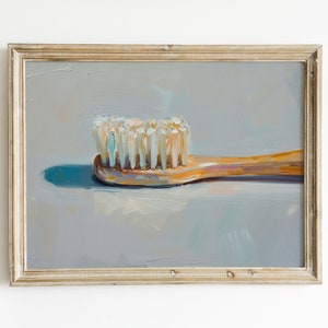 歯ブラシプリント | バスルームのプリント可能な壁アート | ファンキーなアパートの装飾 | ダウンロード可能な油絵