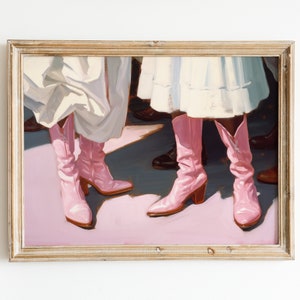 Pink Cowgirl Boot Painting | Downloadable Print | Cute Western Wall Art | Aesthetic Apartment Decor