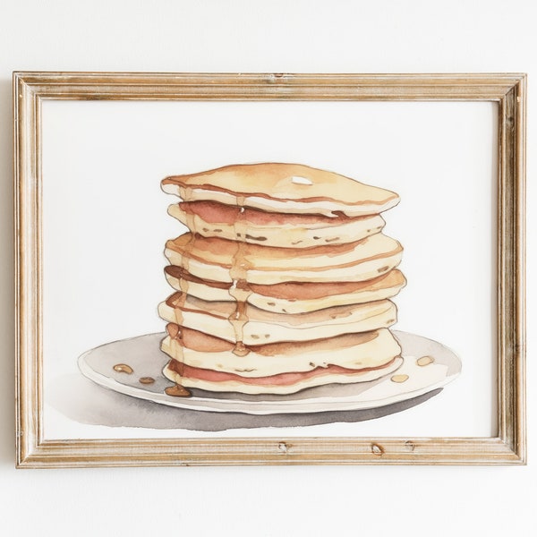 Stack of Pancakes Print | Küche Printable | Frühstücksecke Malerei | Druckbare Kunst Download