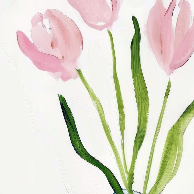 Pink Tulip Painting | Dorm Room Printable Wall Art | Girly Pink Print ...