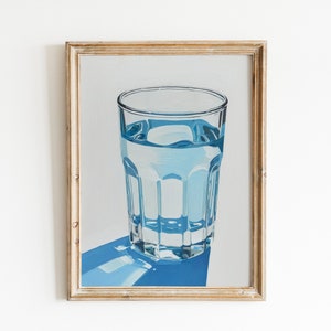 Water Painting | Preppy Apartment Decor | Stay Hydrated Wall Art | Blue and White Coastal Printable Download