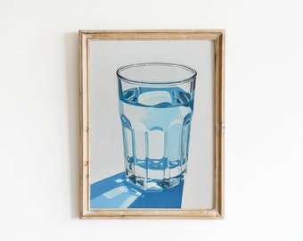 Water Painting | Preppy Apartment Decor | Stay Hydrated Wall Art | Blue and White Coastal Printable Download