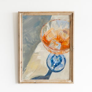 Lustige Getränkemalerei | 1x Wohnung Küche Poster | Netter Barwagen Druck | Hellblau und Orange Dekor | College Studentenheim Zimmer druckbare Kunst