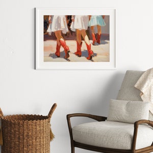 Red Cowgirl Boot Print Cute Girly Painting Trendy Dorm Decor Western Printable Wall Art image 9