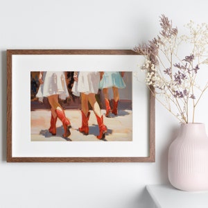 Red Cowgirl Boot Print Cute Girly Painting Trendy Dorm Decor Western Printable Wall Art image 7