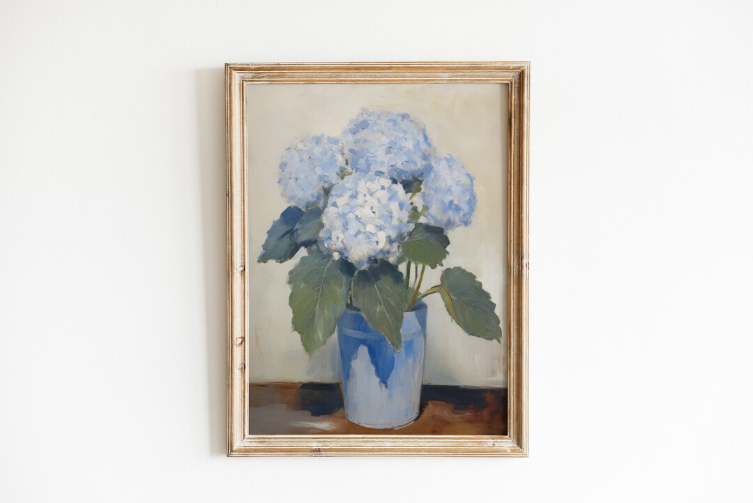 Curated visual reference: Fresh Look at Vintage Hydrangea Print Blue Printable Wall Art