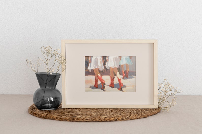 Red Cowgirl Boot Print Cute Girly Painting Trendy Dorm Decor Western Printable Wall Art image 6