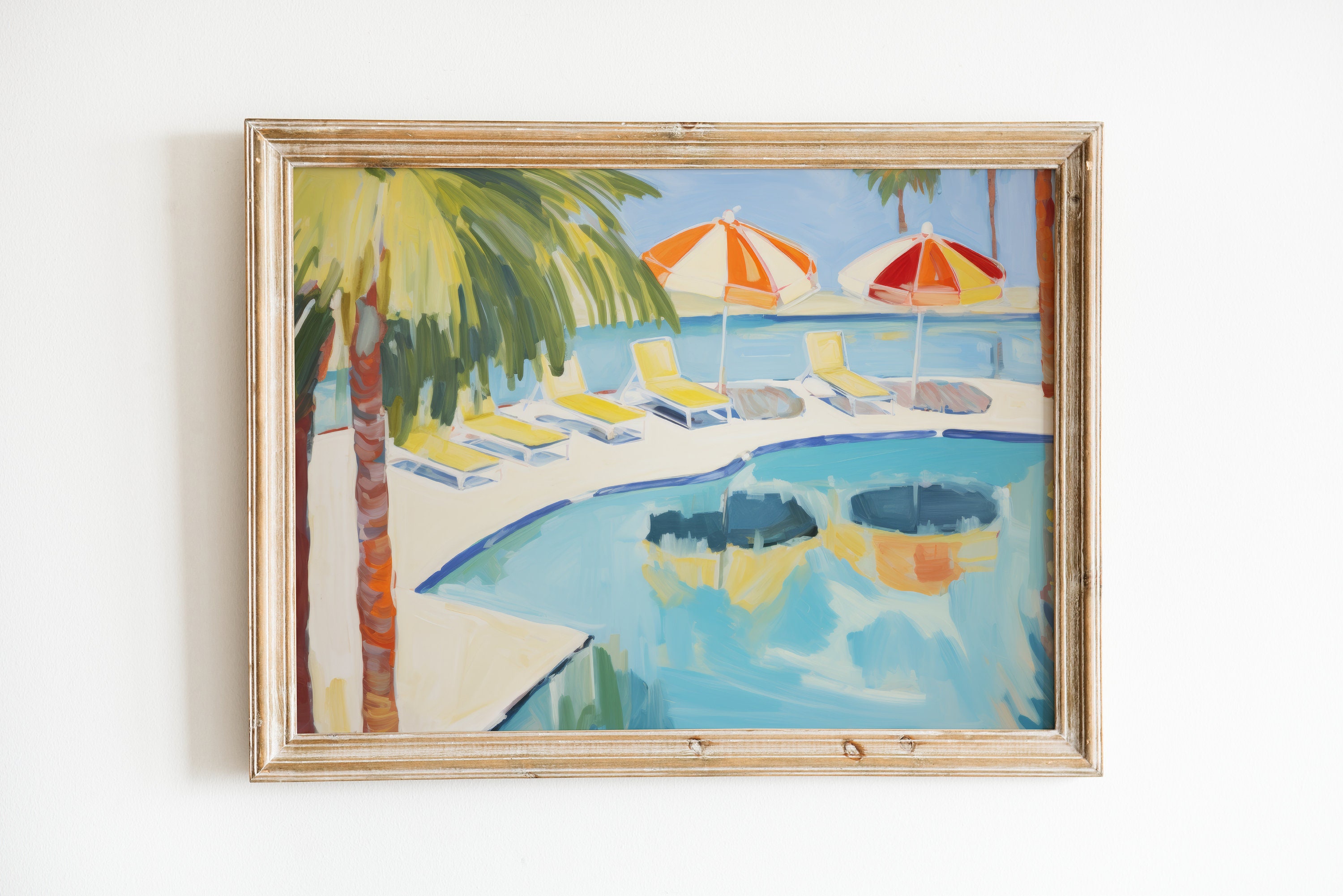 Preppy Swimming Pool Print | Coastal Bathroom Decor | Light Blue ...