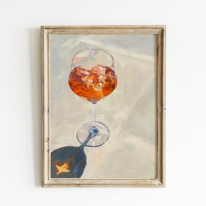 Aesthetic Apartment Dining Room Wall Art | Cocktail Painting | Retro Bar Cart Decor | Trendy Downloadable Print