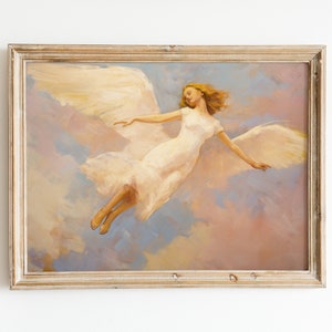 Vintage Angel Artwork | Pink Printable Wall Art | Angelcore Aesthetic | Preppy Light Academia Print