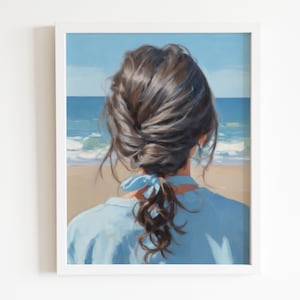 Blue Beach Painting Coastal Apartment Decor Girly Gallery Wall Printable Digital Download image 5