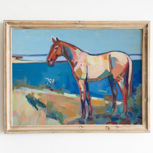 Horse Oil Painting | French Country Print | Equestrian Nursery | Downloadable Print
