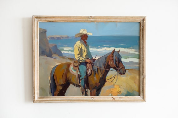 Vintage Cowboy Print | Coastal Country Art | Ranch House Decor | Western Downloadable Print
