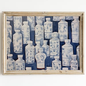 Chinoiserie Wandkunst | Blau-Weiß-Druck | Trendige druckbare Download | Preppy Raum Dekor | Küstenästhetik