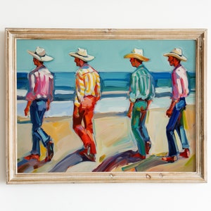 Preppy Western Art | Coastal Cowboy Print | Retro 1970s Aesthetic | Groovy Downloadable Print
