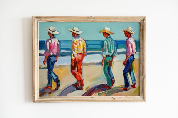 Preppy Western Art | Coastal Cowboy Print | Retro 1970s Aesthetic | Groovy Downloadable Print