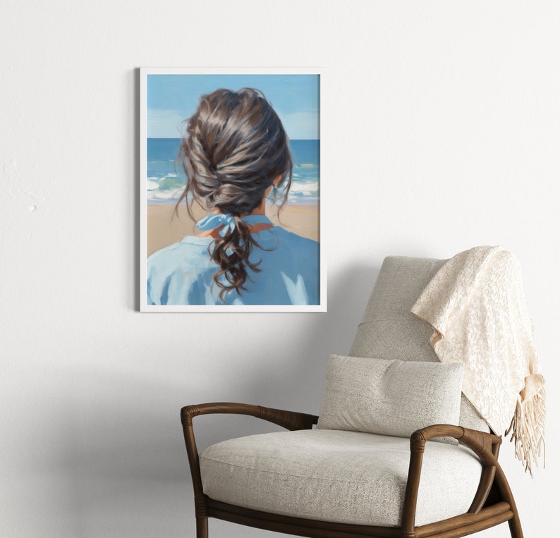 Blue Beach Painting Coastal Apartment Decor Girly Gallery Wall Printable Digital Download image 9