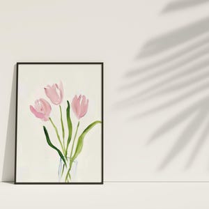Pink Tulip Painting | Dorm Room Printable Wall Art | Girly Pink Print ...