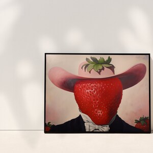 Peinture de cuisine occidentale | Cowgirl aux fraises | Art du dortoir universitaire | Impression téléchargeable amusante image 7