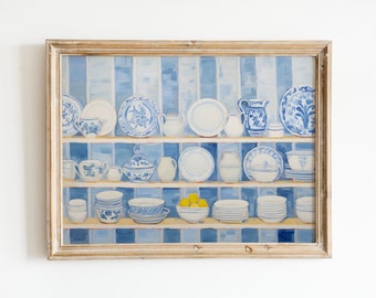 Blue Chinoiserie Print | Ginger Jar Wall Art | Southern Kitchen Decor | Trendy Printable Download