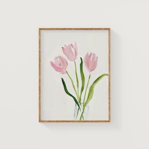 Pink Tulip Painting | Dorm Room Printable Wall Art | Girly Pink Print ...