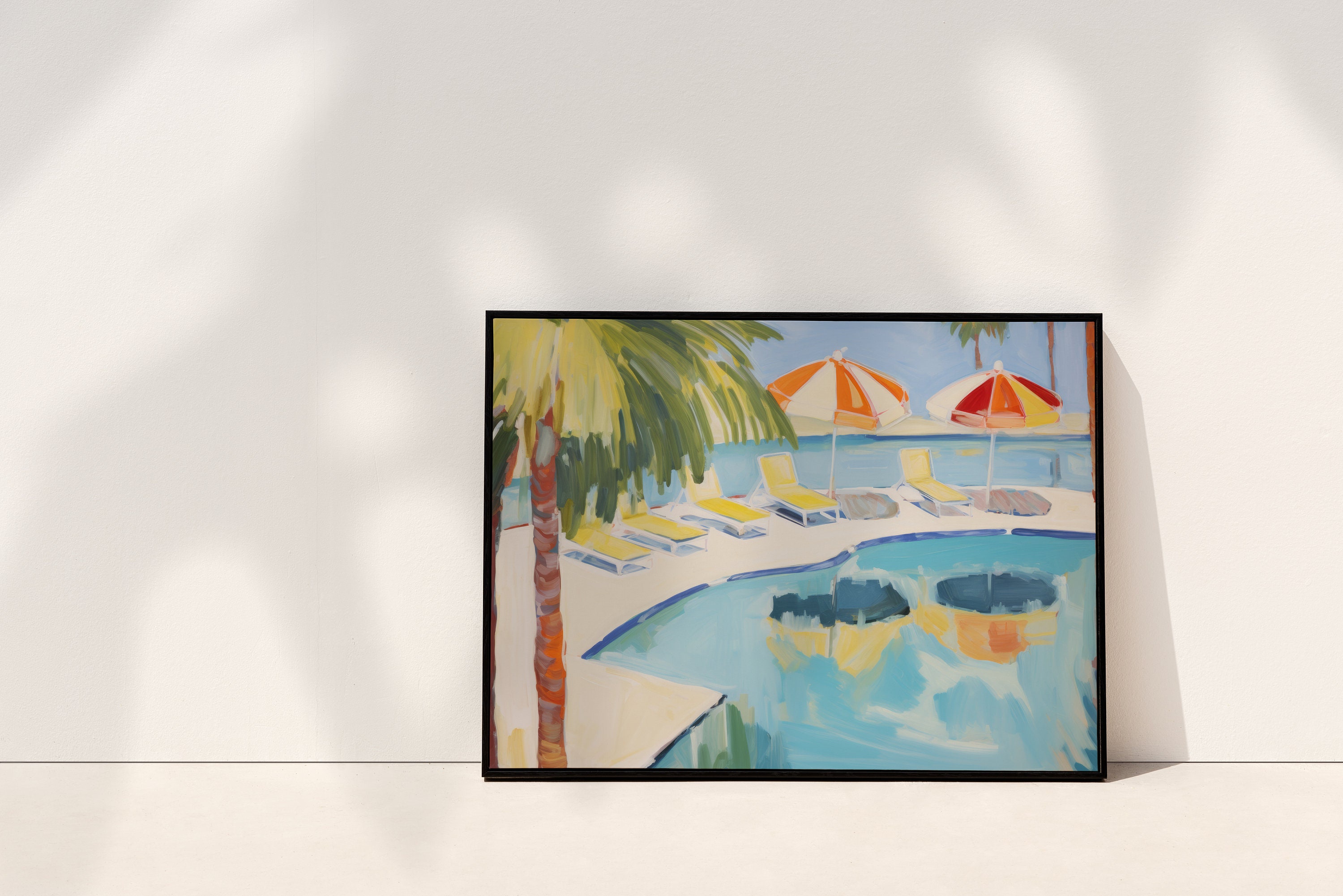 Preppy Swimming Pool Print | Coastal Bathroom Decor | Light Blue ...