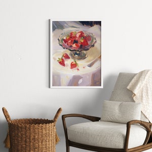 Coquette Room Decor | Strawberry Painting | Aesthetic Apartment Poster | Printable Digital Download image 9