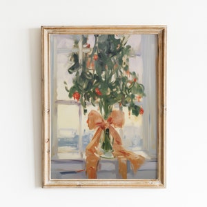 Impresión de árbol de Navidad femenino / Arte de pared imprimible festivo / Pintura de entrada navideña / Decoración estética de apartamento