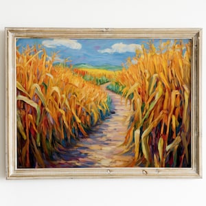 Warm Autumn Wall Art | Corn Painting | Thanksgiving Guest Room Decor | Rustic Downloadable Print | Cozy Fall Artwork