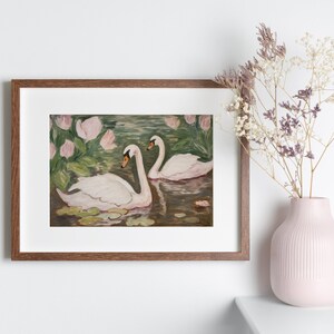 Swan Print | Soft Printable Wall Art | Pink and Green Decor | Girly ...