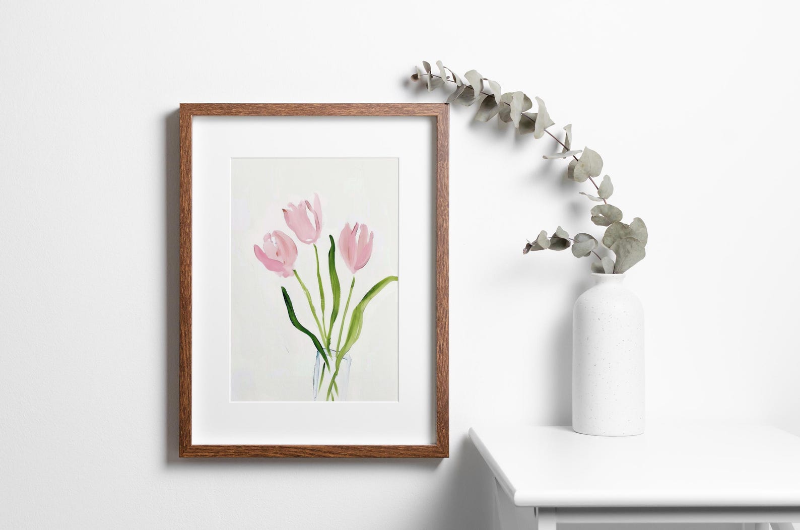 Pink Tulip Painting | Dorm Room Printable Wall Art | Girly Pink Print ...