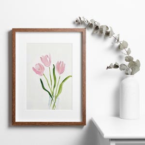 Pink Tulip Painting | Dorm Room Printable Wall Art | Girly Pink Print ...
