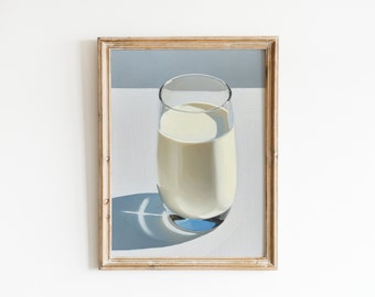 Milk Painting | Still Life Artwork | Contemporary Farmhouse Kitchen Decor | Neutral Printable Wall Art