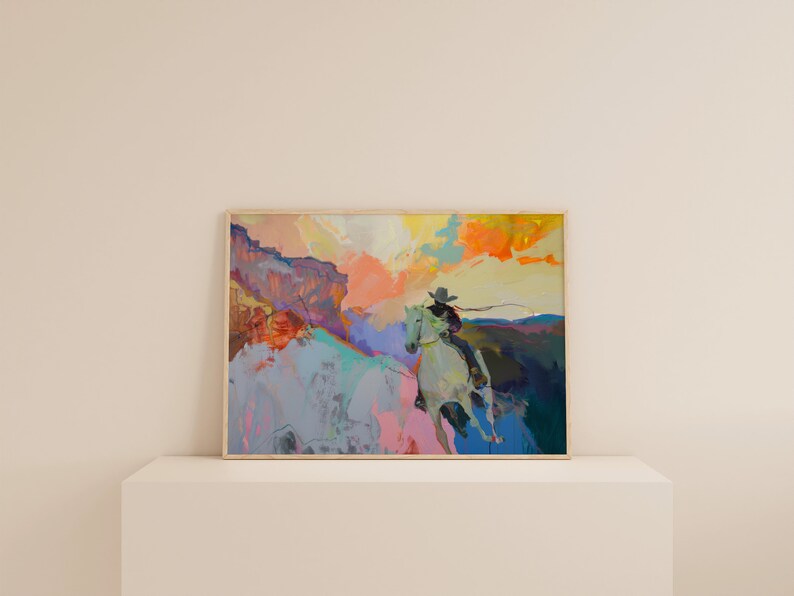 Abstract Rodeo Painting | Cowboy Poster | Trendy Printable Wall Art ...