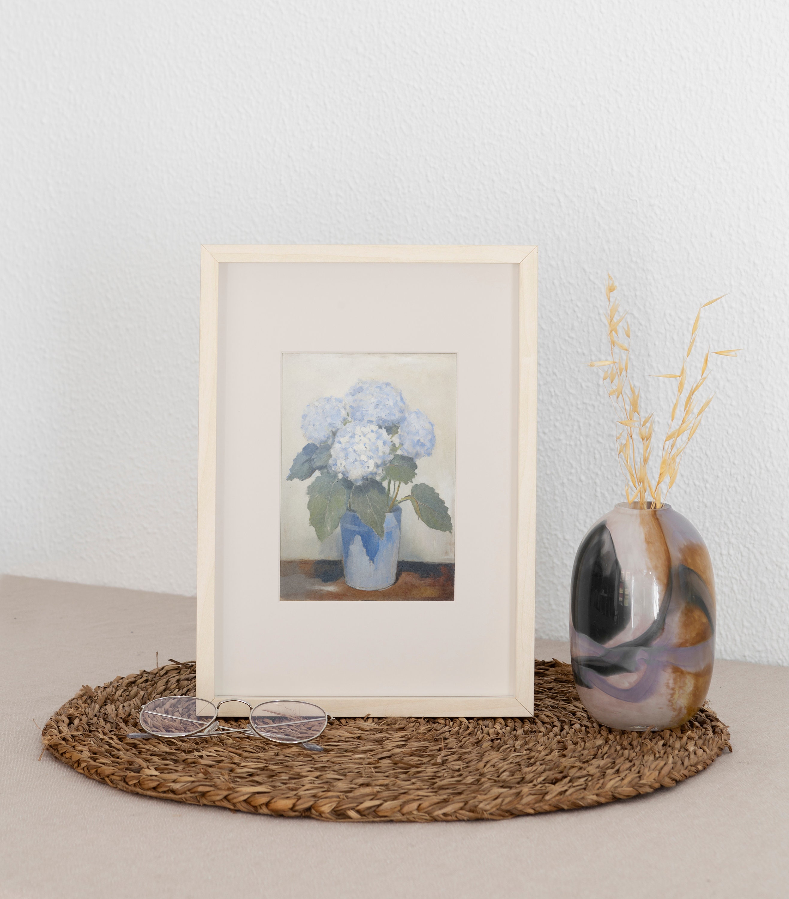 Vintage Hydrangea Print | Blue Printable Wall Art | Muted Home Office ...