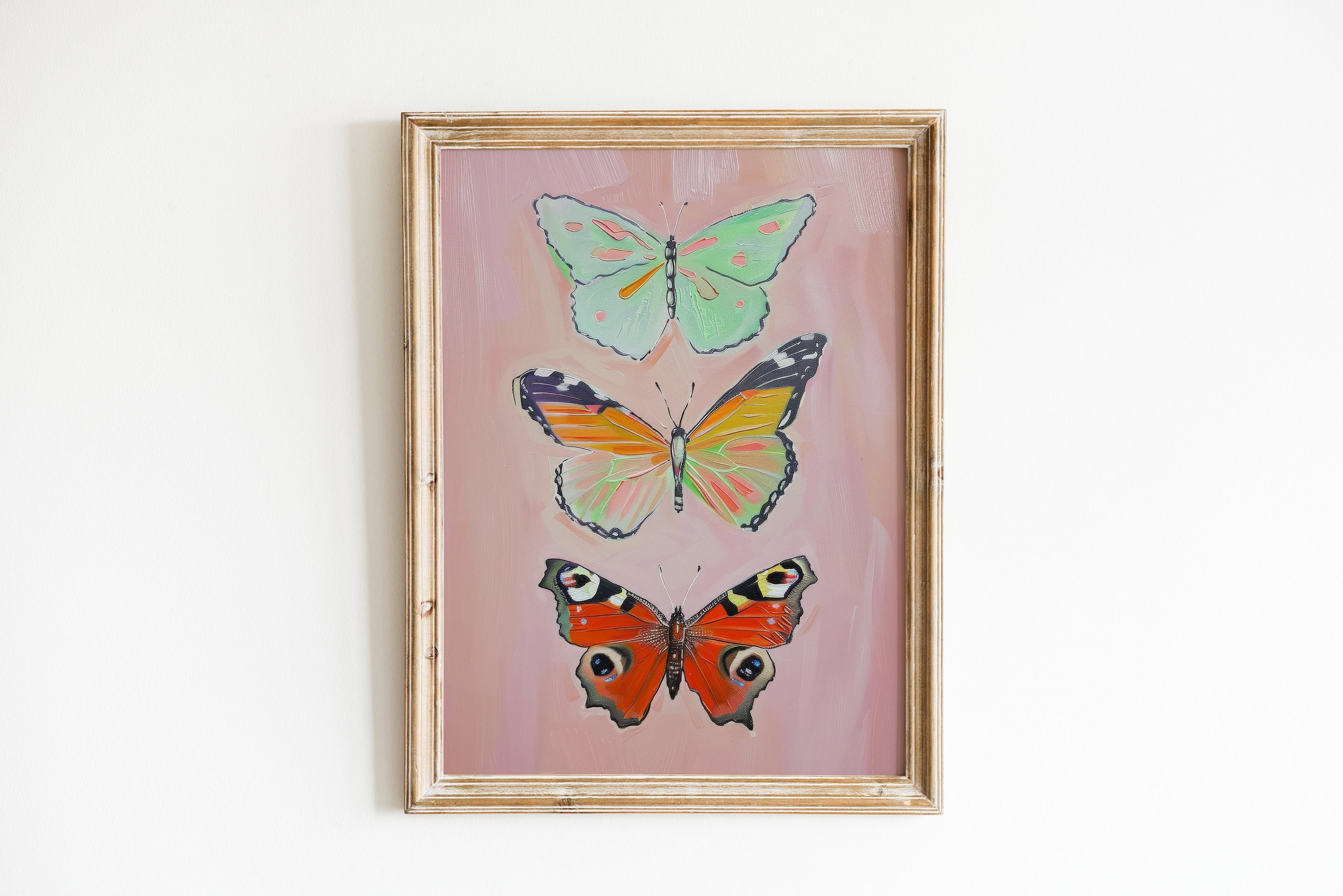 Butterfly Wall Art | Preppy Dorm Room Print | Blush Pink Painting | Girly Printable Instant Download