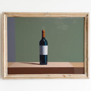 ワインボトルプリント | セージグリーンのキッチン | フレンチファームハウス | 印刷可能なウォールアート