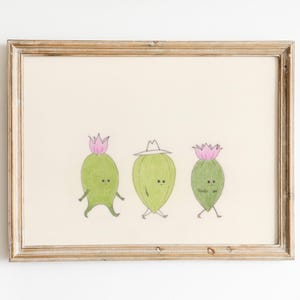 Süße Vintage Kaktus-Illustration | College Wohnung druckbare Kunst | Rosa und Grüner Druck | Witzige Wohnkultur