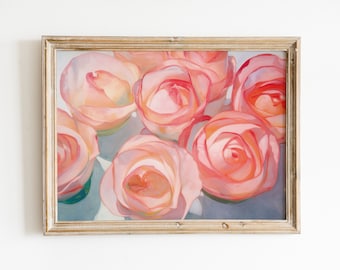 Soft Pink Painting | Rose Oil Painting | Pastel Pink Nursery | Pale Art Download