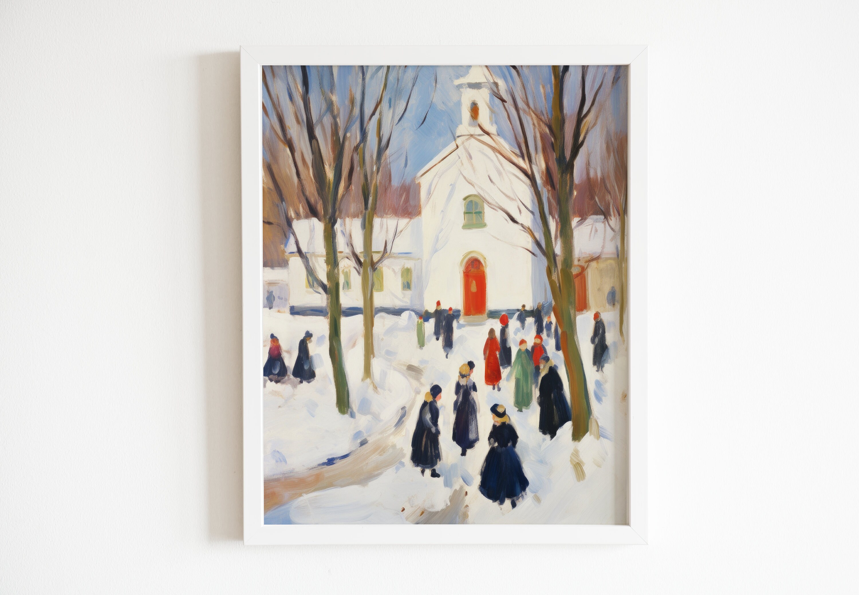 Village de Noël vintage - Art mural imprimable - France