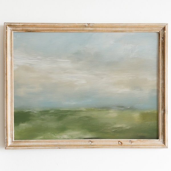 Soft Green Landscape | Vintage Pale Painting | Muted Downloadable Print