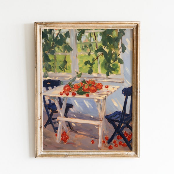 Impression de jardin d'été | Peinture de tomate | Décoration murale de cuisine rustique | Téléchargement imprimable vintage