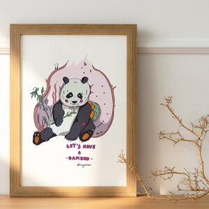 Panda Poster | Panda  Digital Art Print | Panda Illustration | Panda Lover Gift | Bedroom Wall Art | Kid Room Poster | Boho Wallart