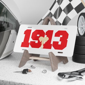 1913 Vanity Plate | Delta License Plate | Crimson and Cream Vanity Plate | Delta Car Accessories | Delta Car Decor