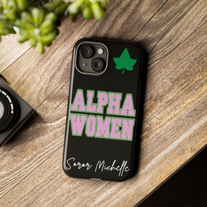 Custom Alpha Women Phone Case | Alpha Case | iPhone/Google Pixel/Samsung | Personalized Alpha Case | Pink and Green