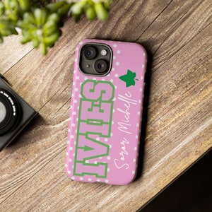 Custom Polkadots Ivies Phone Case | Alpha Case | iPhone/Google Pixel/Samsung | Personalized Alpha Case | Pink and Green